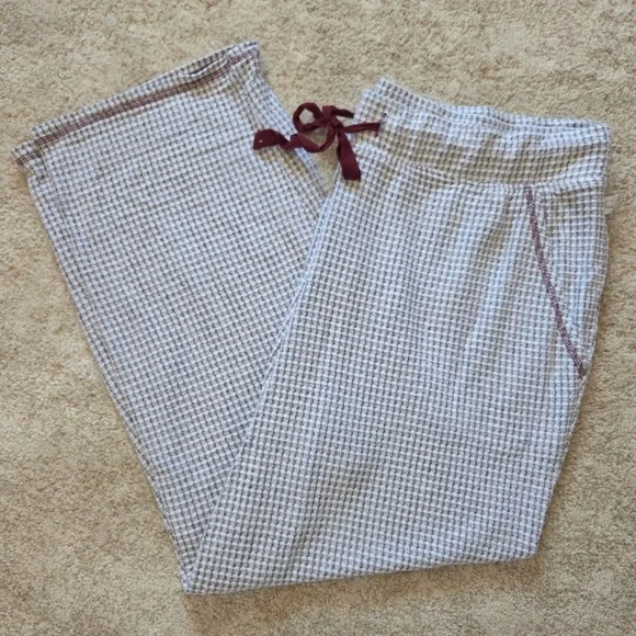 Cacique Sleep Womens Plus 18/20 Grey Waffle Knit Thermal Pajama Set Henley Pants - Picture 3 of 9